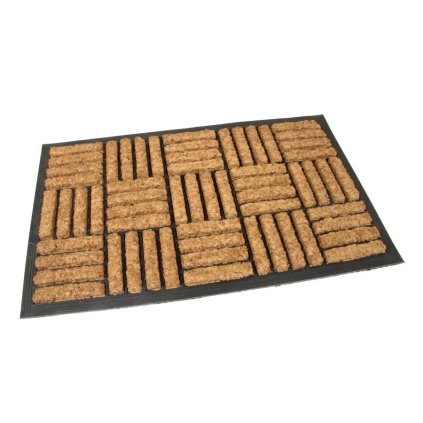 Kokosová čisticí rohož Lines Squares 45 x 75 x 2 cm, hnědá
