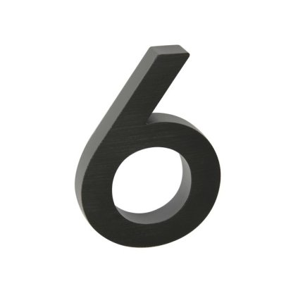 Domovní číslo "6", RN.100LV, broušené, černá