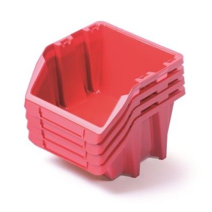 Sada 4 úložných boxů 27,2 × 23,8 × 23,6 cm, červená