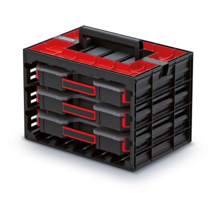 Skříňka s 3 přepážkovými organizéry 41,5 × 29 × 29 cm, černá