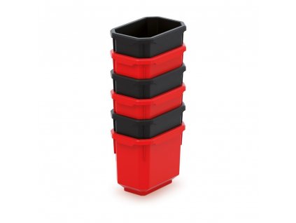 Sada 6 úložných boxů 11 × 7,5 × 26,3 cm, černá / červená