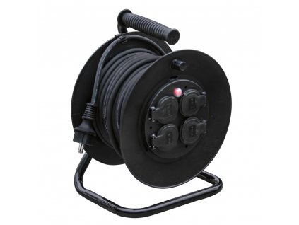 Prodlužovací kabel na bubnu 4Z - 25m, venkovní, černá