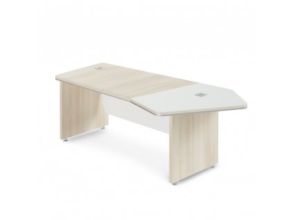 Rohový stůl TopOffice Premium 227,1 x 109,6 cm, pravý, akát světlý / bílá