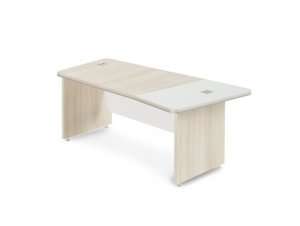Rohový stůl TopOffice Premium 203,2 x 102,7 cm, pravý, akát světlý / bílá