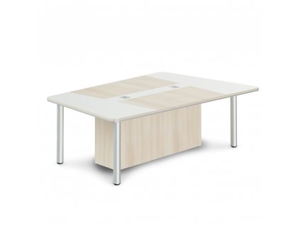Jednací stůl TopOffice Premium III 240 x 162,5 cm, akát světlý / bílá