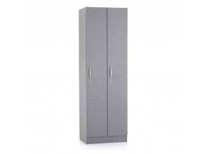 Dřevěná šatní skříňka Visio LUX - 2 oddíly, 60 x 42 x 190 cm, šedá