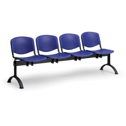 Plastová lavice ISO II, 4-sedák - černé nohy, žlutá