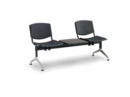Plastová lavice Design, 2-sedák + stolek, černá