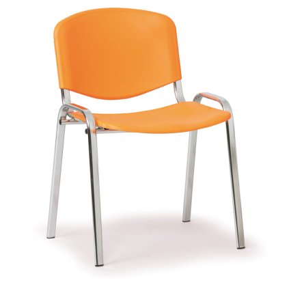 Plastová židle ISO - chromované nohy, oranžová