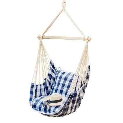 Závěsné houpací křeslo Cushion, bílá / modrá