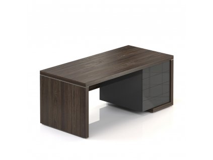 Stůl Lineart 180 x 85 cm + pravý kontejner, jilm tmavý / antracit