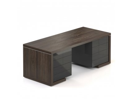 Stůl Lineart 200 x 85 cm + 2x kontejner, jilm tmavý / antracit