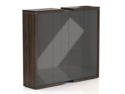 Vysoká skříň Lineart 211,2 x 50 x 187,6 cm, jilm tmavý / antracit