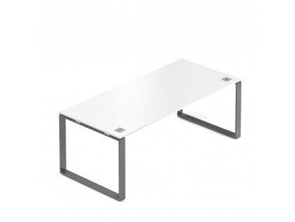 Stůl Creator 200 x 90 cm, grafitová podnož, 2 nohy, bílá
