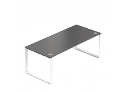 Stůl Creator 200 x 90 cm, bílá podnož, 2 nohy, antracit
