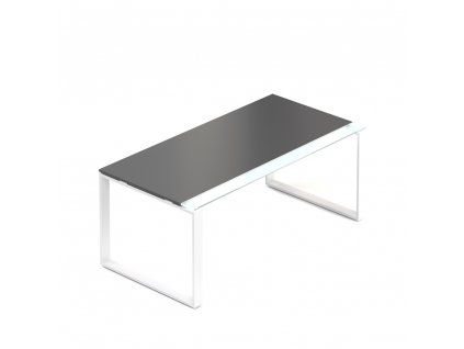 Stůl Creator 180 x 90 cm, bílá podnož, 2 nohy, antracit