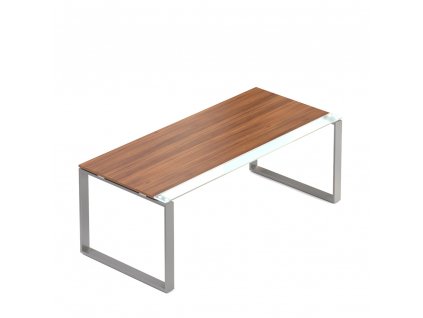 Stůl Creator 200 x 90 cm, šedá podnož, 2 nohy, ořech