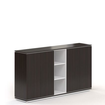 Střední skříň Creator 202,2 x 44,5 x 115,5 cm, bílá / wenge