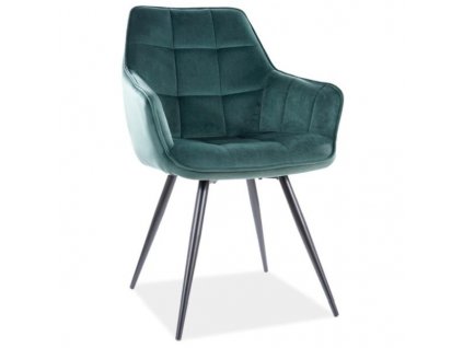 Jídelní židle Lilia Velvet, zelená / černá