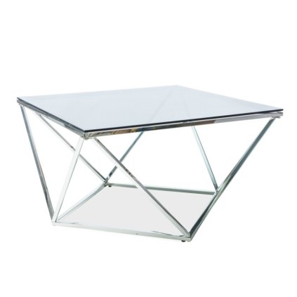 Konferenční stolek Silver A III 80 x 80 cm, čirá / stříbrná