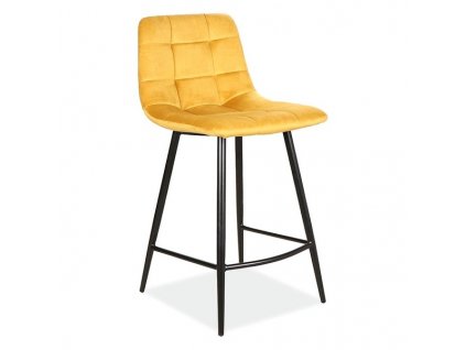 Barová židle Mila Velvet, žlutá / černá
