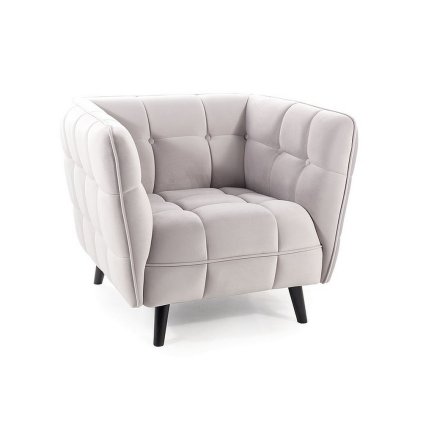 43110 kreslo castello velvet svetle seda cerna