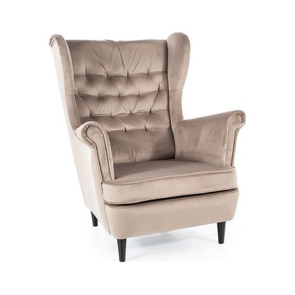 43143 kreslo herry velvet svetle hneda cerna