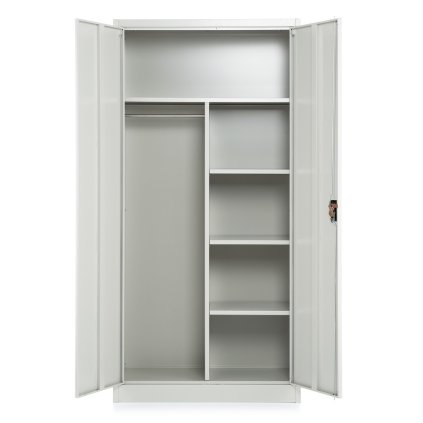 Fém szekrény, 90 x 45 x 185 cm, hengerzár, világosszürke - ral 7035