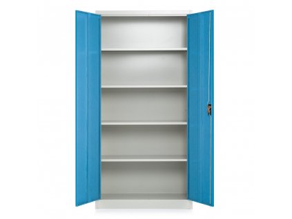 Univerzální kovová skříň, 90 x 40 x 185 cm, cylindrický zámek, modrá - ral 5012