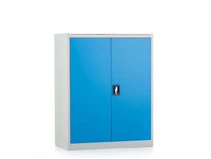 Kovová skříň na nářadí, 92 x 50 x 117 cm, cylindrický zámek, modrá - ral 5012