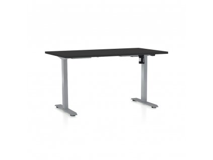 Výškově nastavitelný stůl OfficeTech A, 120 x 80 cm, šedá podnož, černá
