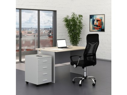 44090 sestava kancelarskeho nabytku simpleoffice 1 120 cm seda dub svetly