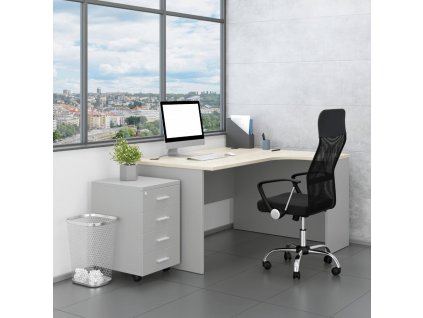 44168 sestava kancelarskeho nabytku simpleoffice 2 140 cm prava seda dub svetly