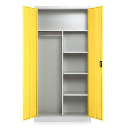 Fém szekrény, 90 x 45 x 185 cm, hengerzár, sárga - ral 1023