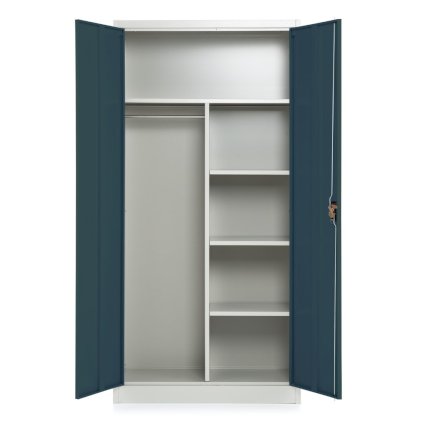 Fém szekrény, 90 x 45 x 185 cm, hengerzár, antracit - ral 7016