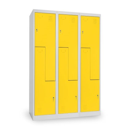 Fém szekrény Z, 3 szakasz, 120 x 50 x 180 cm, hengerzár, sárga - ral 1023