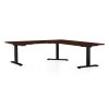 OfficeTech Angle állítható magasságú asztal, 180 x 200 cm, fekete alap, wenge