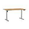 OfficeTech B állítható magasságú asztal, 140 x 80 cm, szürke alap, arany tölgy