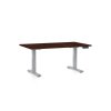 OfficeTech D állítható magasságú asztal, 120 x 80 cm, szürke alap, wenge