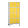 Fém szekrény - 12 doboz, 90 x 40 x 196,5 cm, helyreigazítással, lakathoz zár, sárga - ral 1023