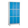 Fém szekrény - 9 doboz, 90 x 45 x 195 cm, fix lábakkal, lakathoz zár, kék - ral 5012
