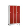 Fém szekrény - 3 rekeszes, 90 x 50 x 161,5 cm, helyreigazítással, lakathoz zár, piros - ral 3000