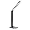 Platinet asztali lámpa 10 W, vezeték nélküli töltés + USB, fekete