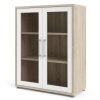 Modulo szekrény 89 x 40 x 113 cm, üveg ajtók, sonoma tölgy / fehér / átlátszó
