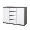 Simplicity komód 121 x 50 x 91 cm, szürke / fehér fényes