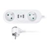 A hosszabbító kábel 2 aljzattal + 2x USB + USB C - 1,5m, 3x1,0, fehér
