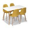 Kelibia étkezőgarnitúra 4+1, fehér / sárga