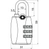 Kódový TSA visací zámek RV.TSA.12022, černá
