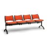 Čalouněná lavice SMART, 4-sedák - černé nohy, oranžová