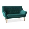 Pohovka Nordic II Velvet, zelená / přírodní dřevo